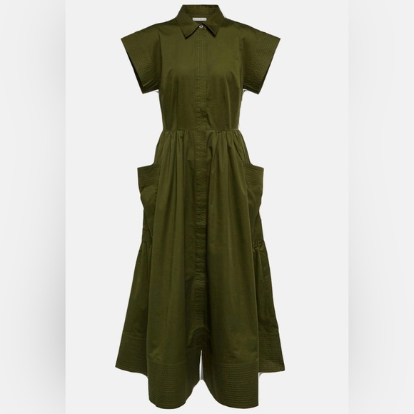 CO Dresses & Skirts - CO Essential Cap Sleeve Dress in Cotton Poplin Green